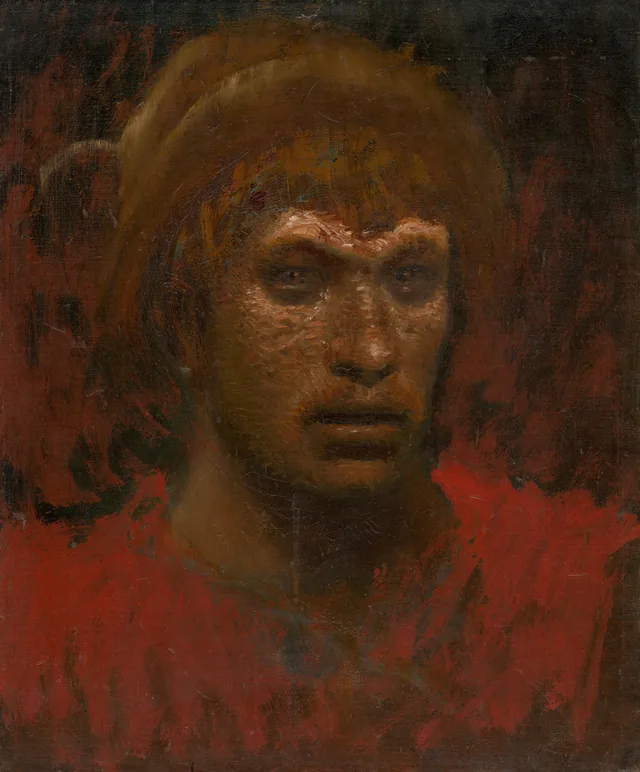 Cabeza de rebelde con ropa roja