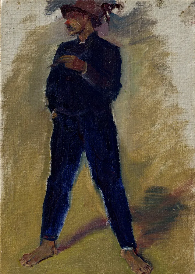 Farmhand Standing with Legs Apart, Ladislav Medňanský