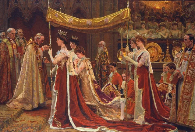 A unção da rainha Alexandra na coroação do rei Eduardo VII