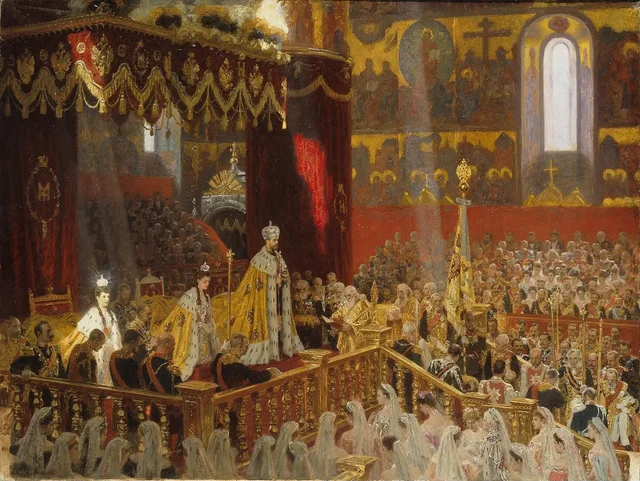 Coronation of Nicholas II and Alexandra Feodorovna in the Dormition Cathedral of the Moscow Kremlin, 14 (26) May 1896, Laurits Tuxen