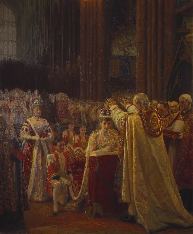 The Coronation of King Edward VII; the Crowning of Queen Alexandra, Laurits Tuxen