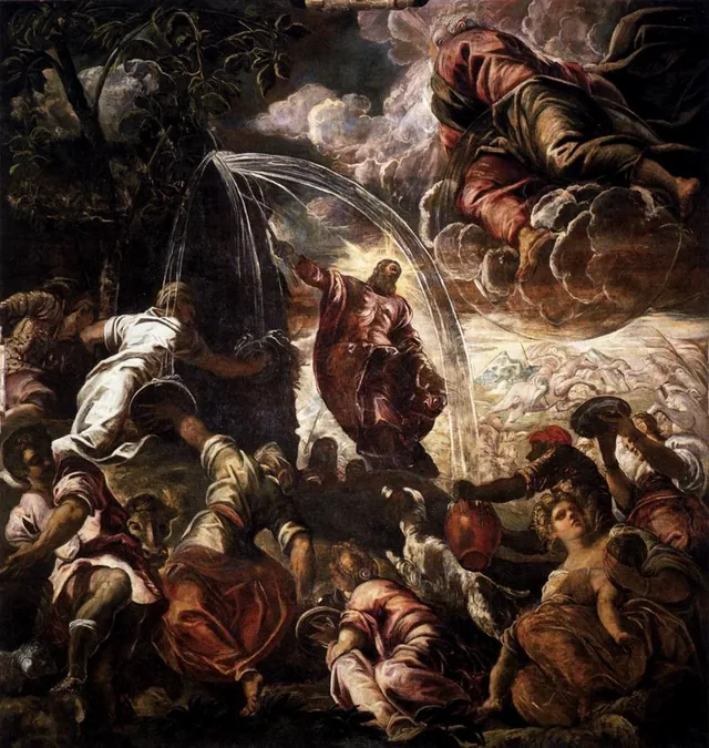Moses Striking Water from the Rock, Le Tintoret