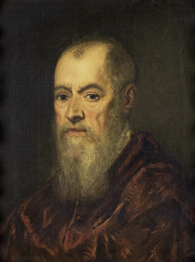Retrato de hombre con manto rojo