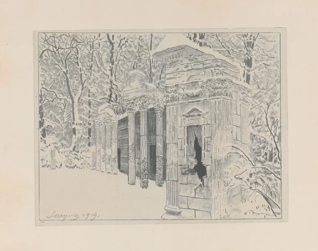 O anfiteatro de Łazienki sob a neve