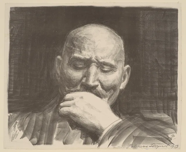 Autorretrato, com a mão na boca