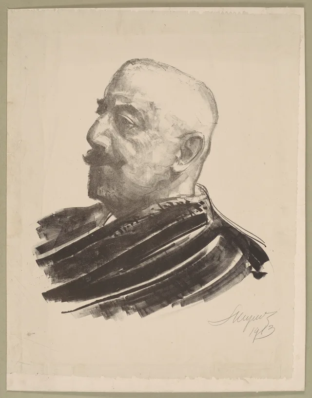Erazm Barącz, busto de perfil esquerdo