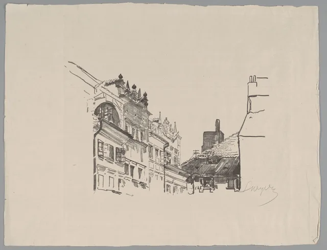 Fragmento do lado da praça do Mercado Velho com a casa dos Baryczka