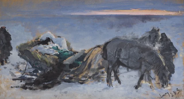 Gertruda Komorowska en trineo, Leon Wyczółkowski