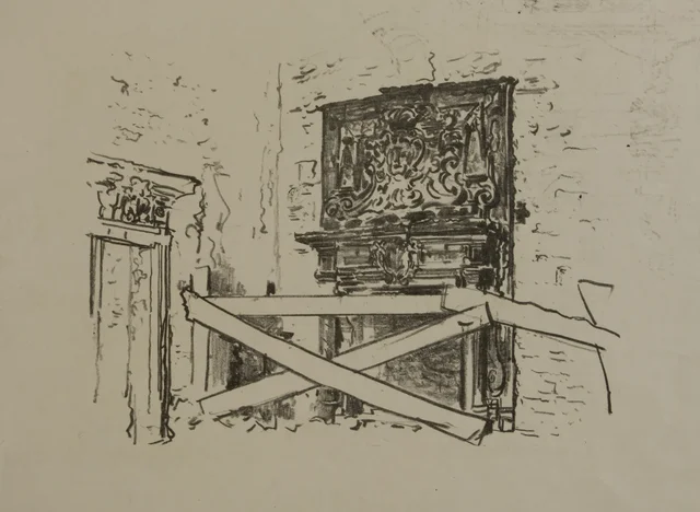 A lareira de Sigismundo III na sala dos Pássaros (durante as obras)