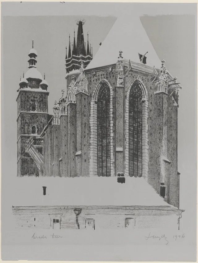 La iglesia de Santa María por el lado del presbiterio, en invierno, Leon Wyczółkowski