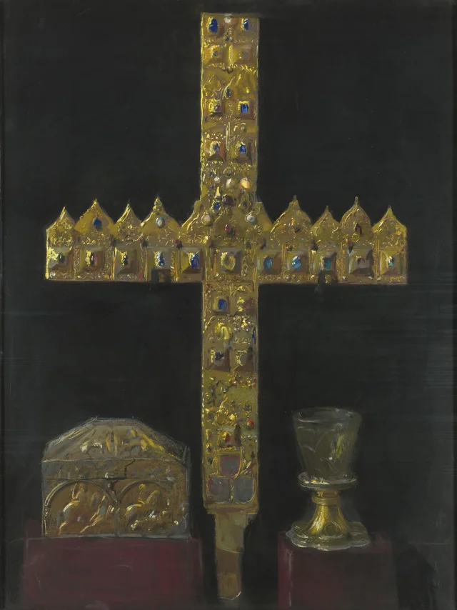 A cruz dos diademas principescos, o cofre dito sarraceno-siciliano e o copo dito de Santa Edviges da Silésia