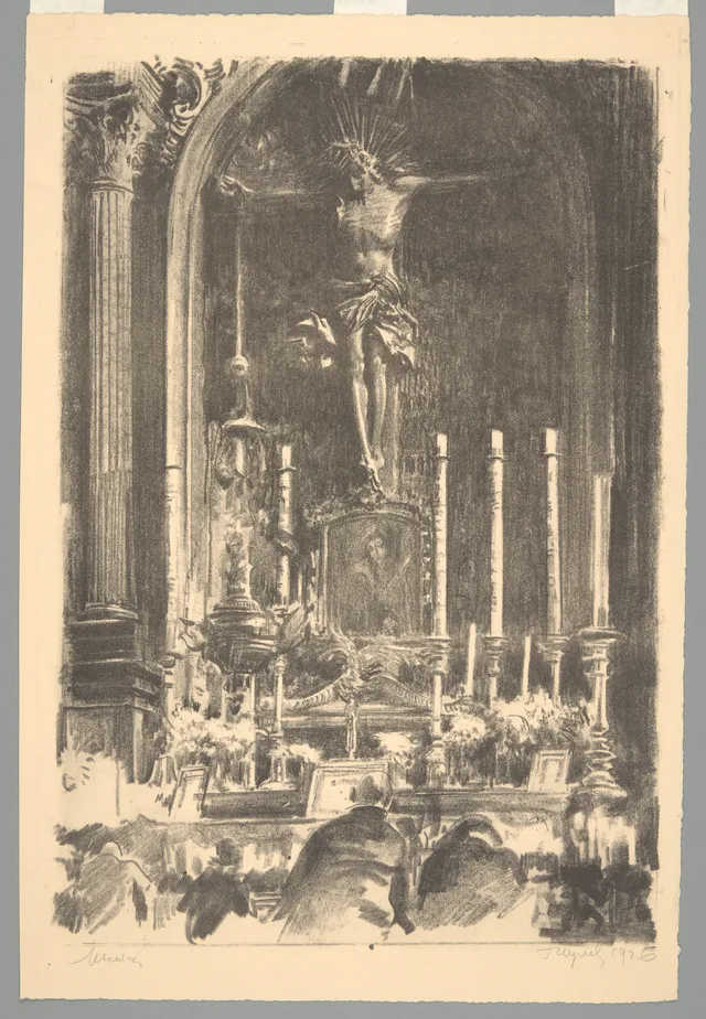 O altar com o Cristo na cruz, Leon Wyczółkowski