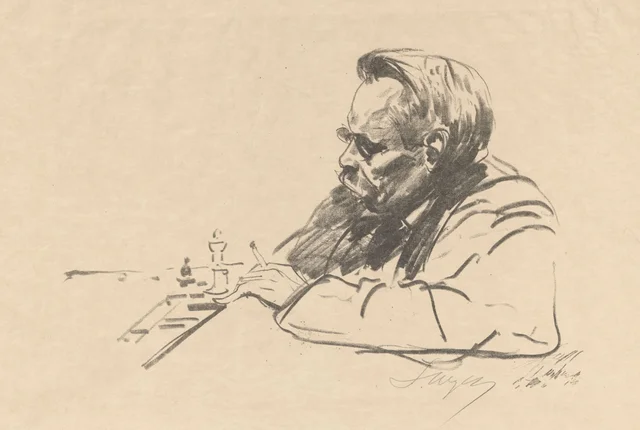Retrato de um homem jogando xadrez