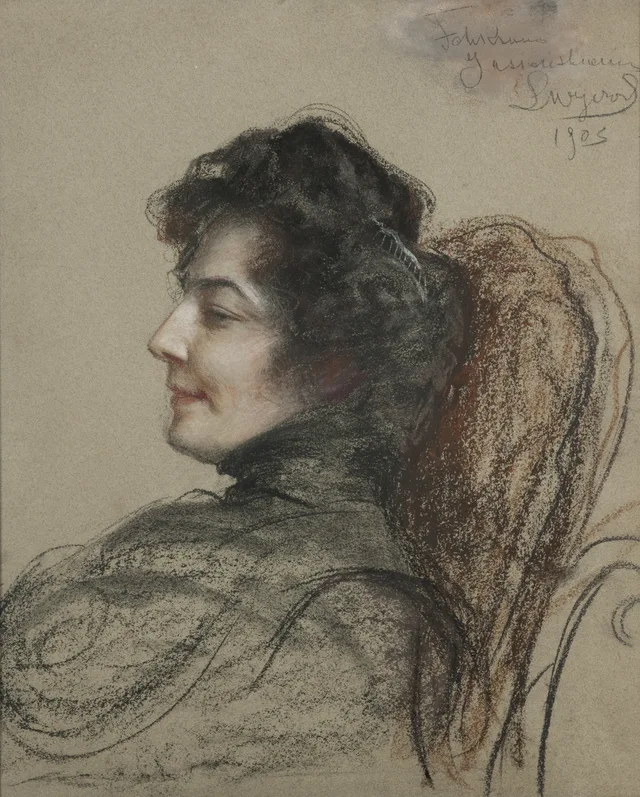 Retrato de Natalia Siennicka de perfil