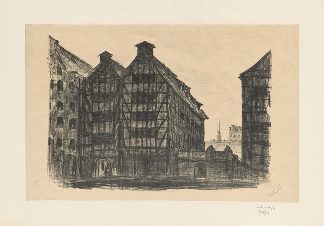 Granaries, flèche of St. Barbara’s church in the back, Leon Wyczółkowski