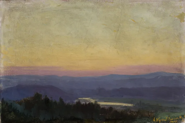 O Vístula perto de Tyniec depois do pôr do sol