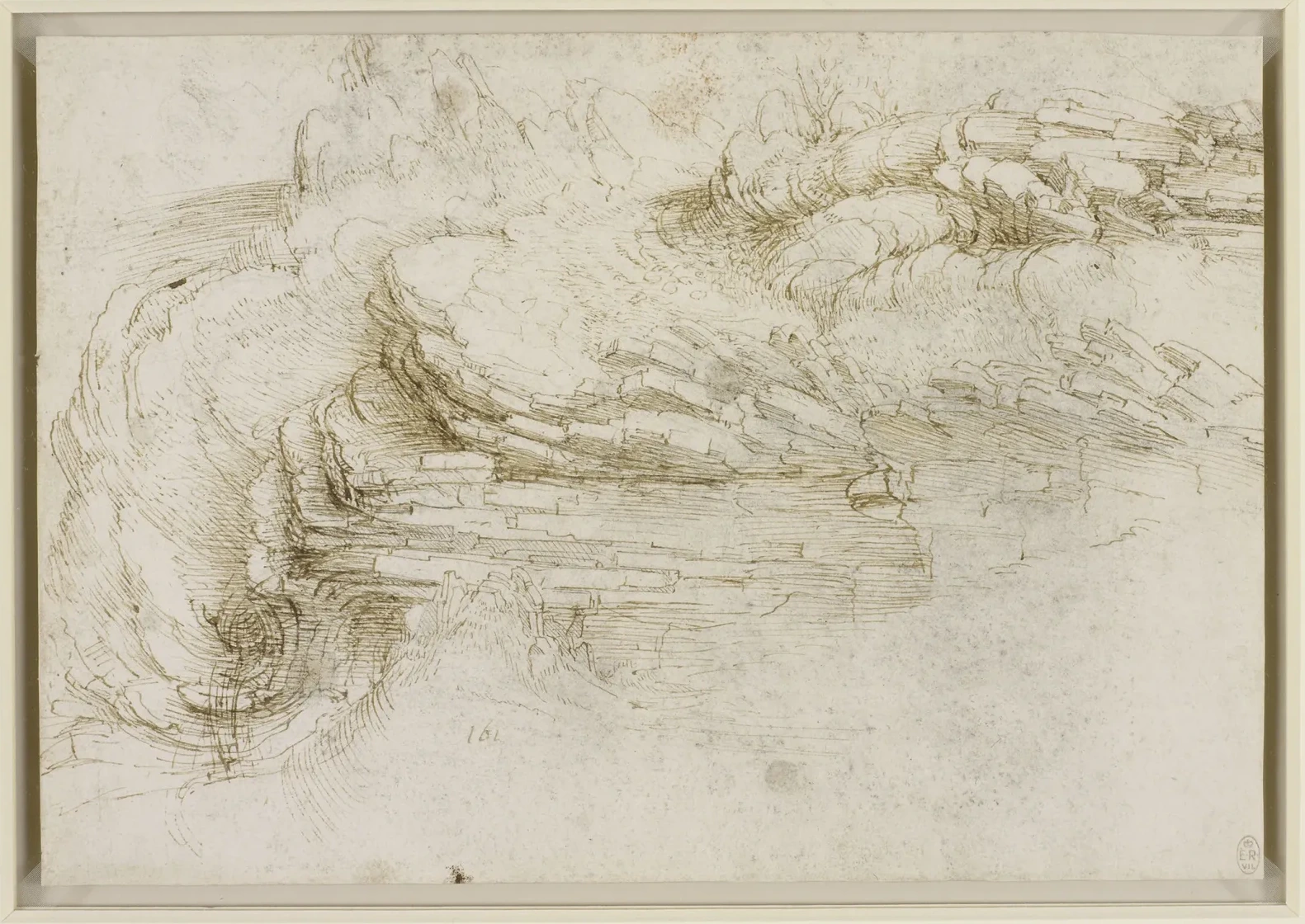 Flanc de colline avec un affleurement de roche stratifiée, Léonard de Vinci