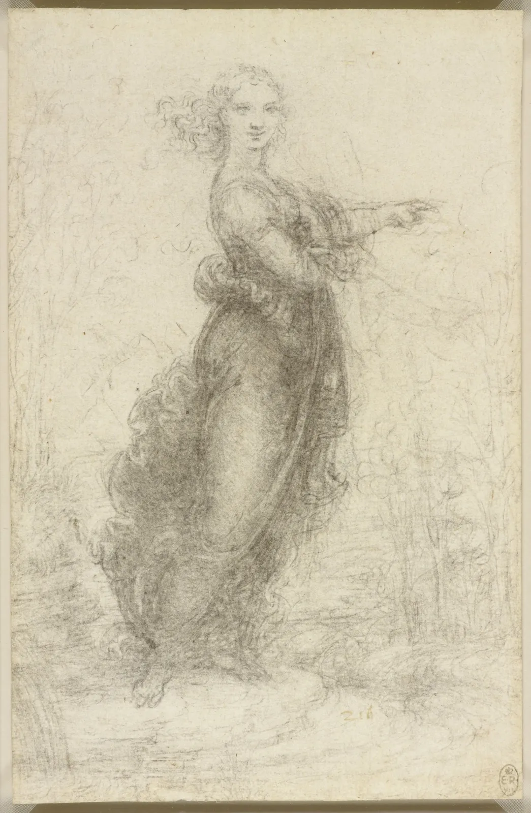 Femme debout dans un paysage, Léonard de Vinci