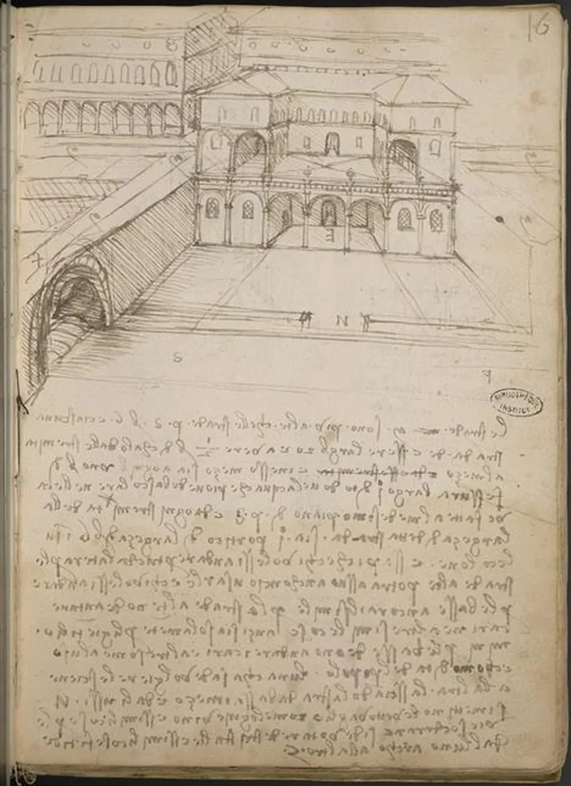 Études architecturales pour une ville à plusieurs niveaux, Léonard de Vinci