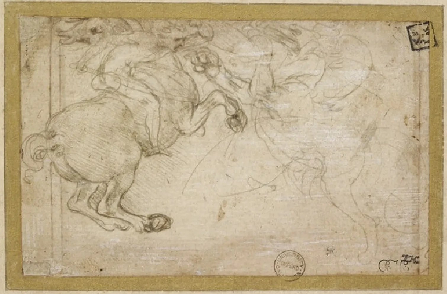 Combat entre un cavalier et un griffon, Léonard de Vinci