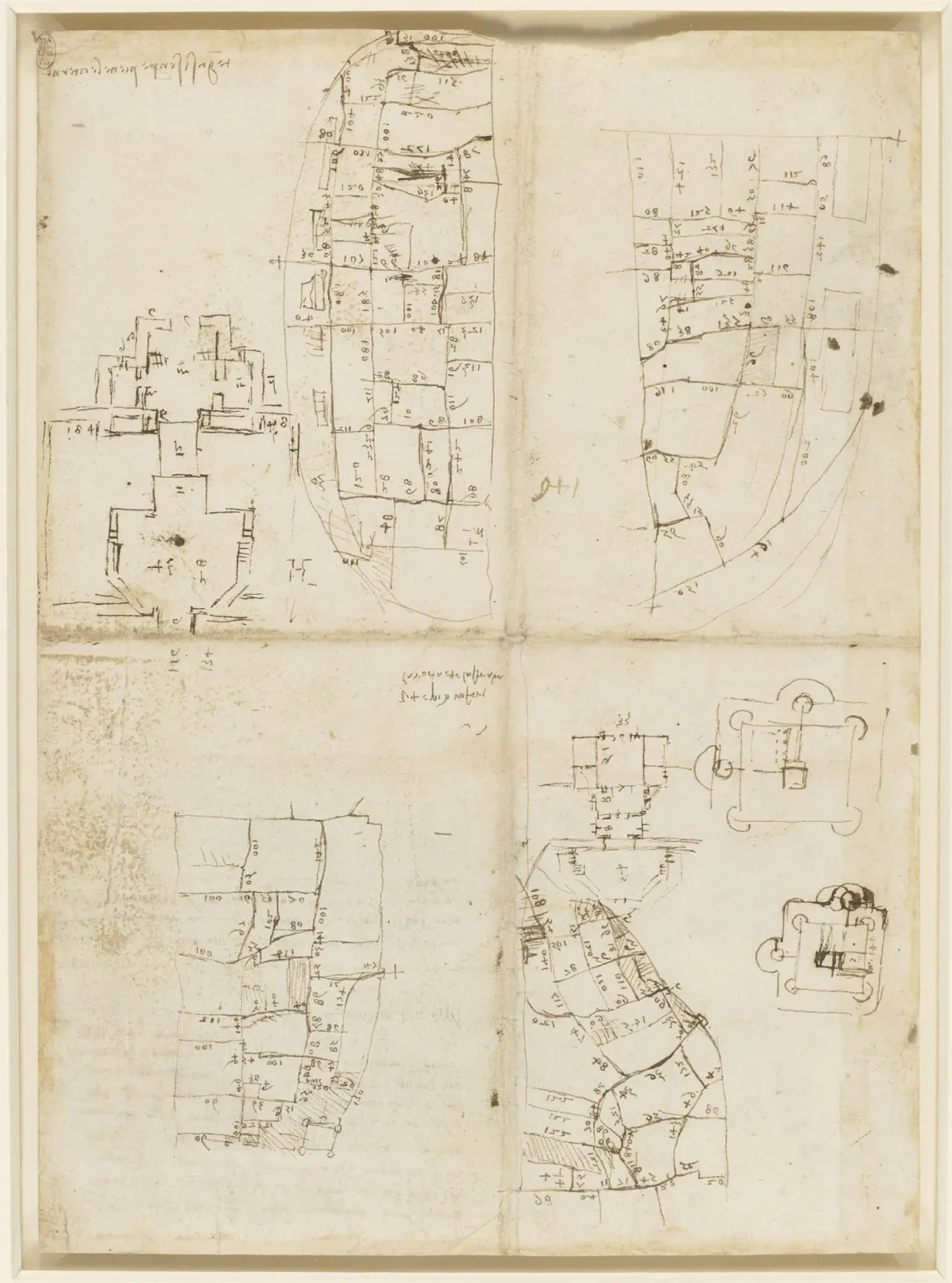 Cartographic Studies of the Fortress and Fortifications of the Town of Imola, Leonardo da Vinci