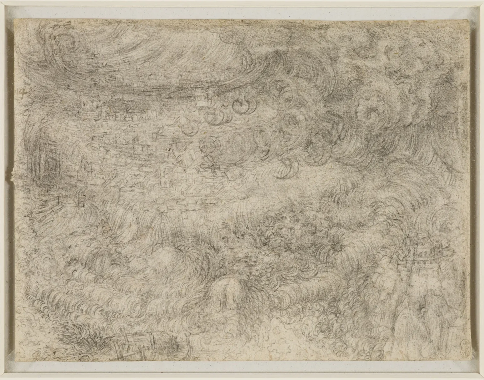 Déluge sur une ville perchée sur une colline, Léonard de Vinci