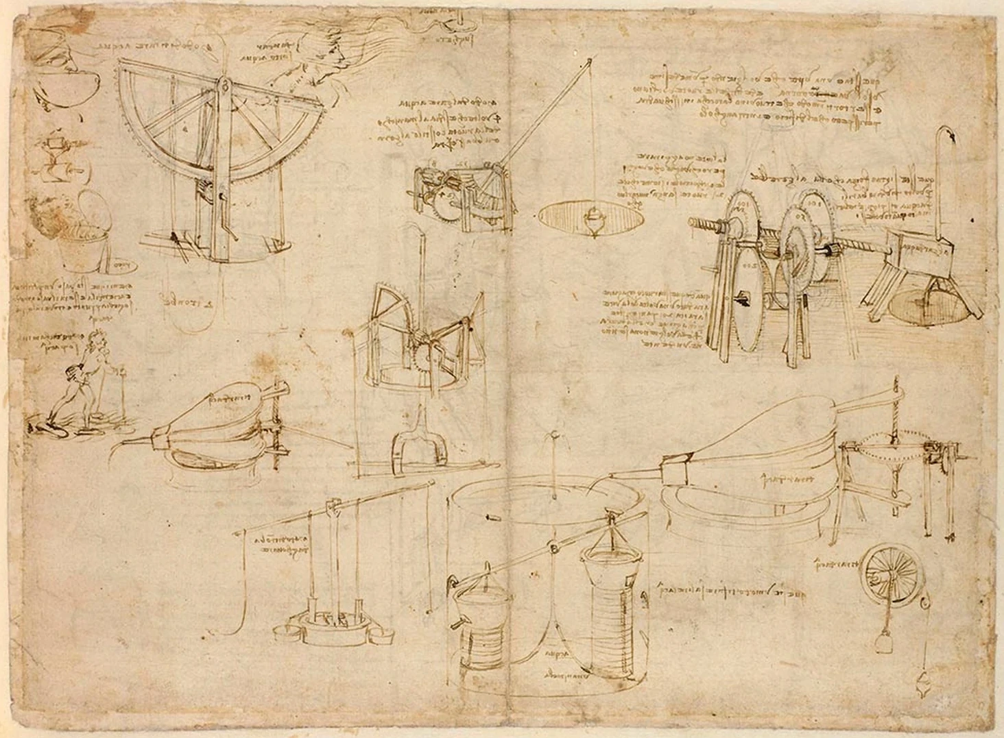 Appareils de plongée et autres études, Léonard de Vinci