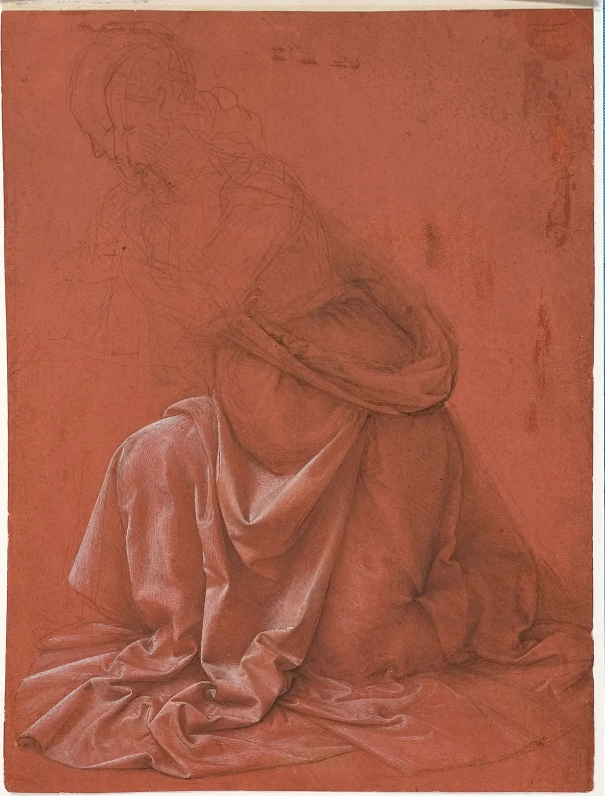 Drapery Study for a Kneeling Figure turned to the Left, Leonardo da Vinci