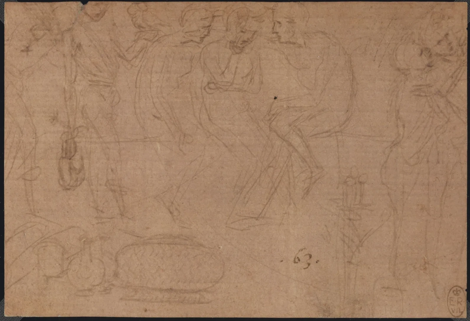 Dessin d'un groupe de figures en conversation, Léonard de Vinci