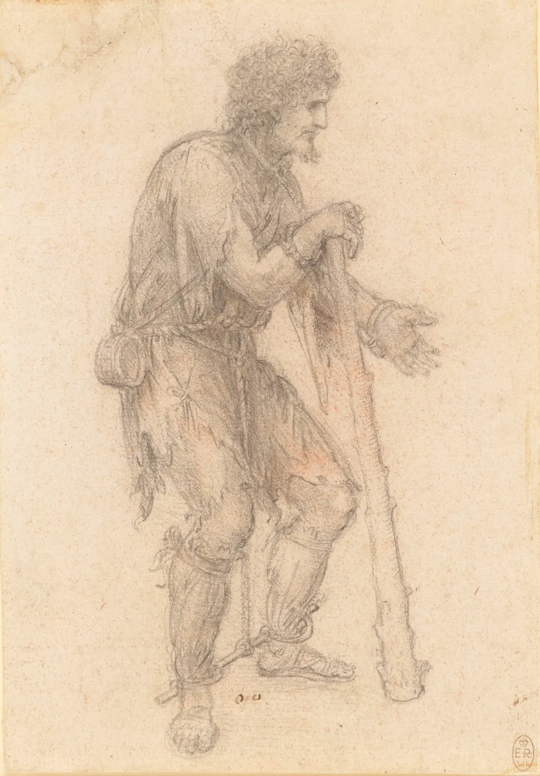 Dessin d'un homme déguisé en mendiant, Léonard de Vinci