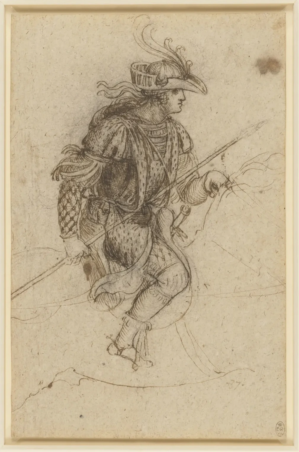 Drawing of a Young Man in Costume on the Back of a Horse, Leonardo da Vinci