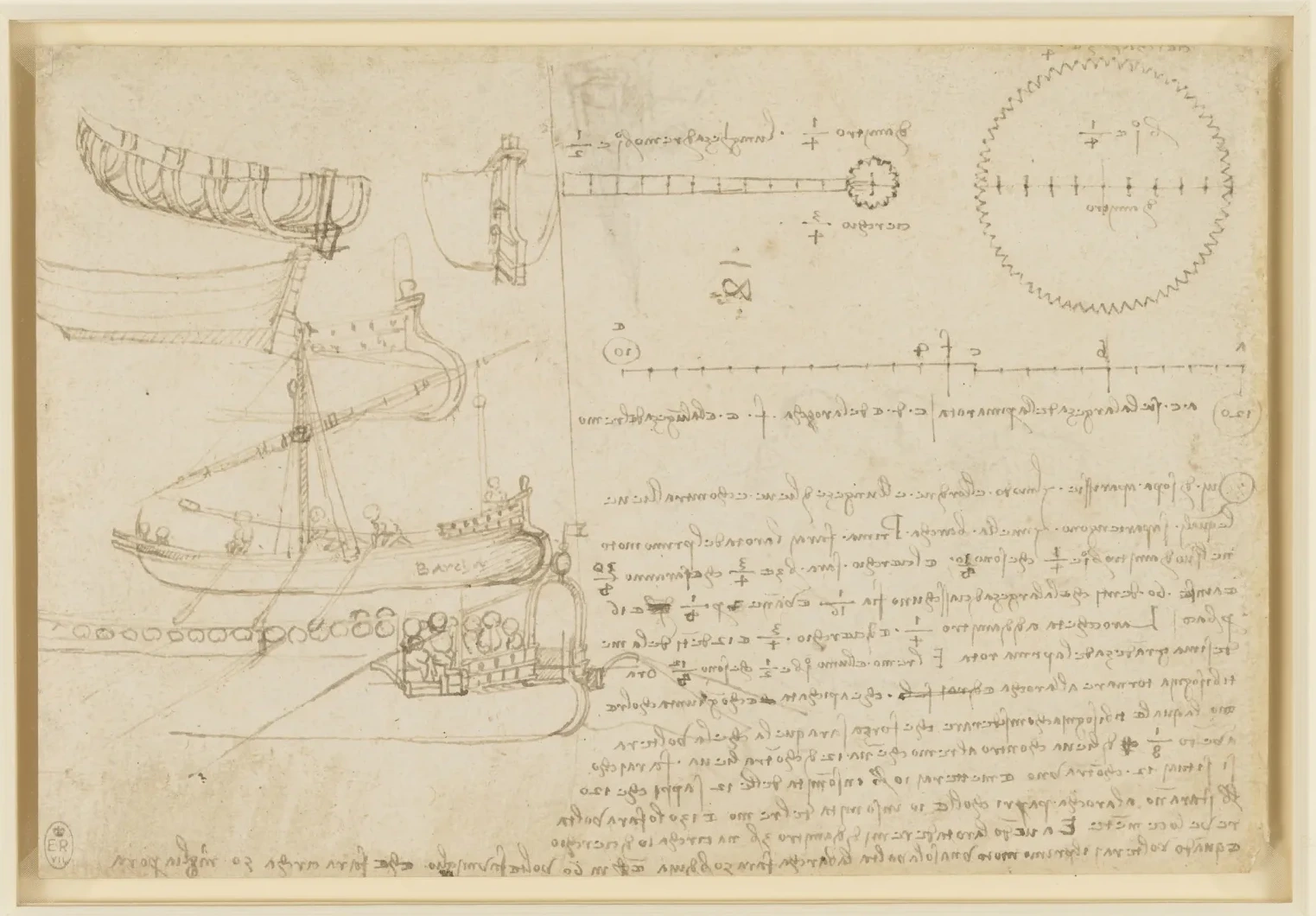 Drawing of the Construction and Functioning of a Ship, Leonardo da Vinci