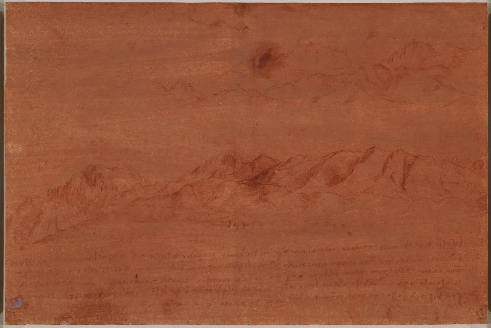 Drawing of Two Mountain Ranges and Notes, Leonardo da Vinci