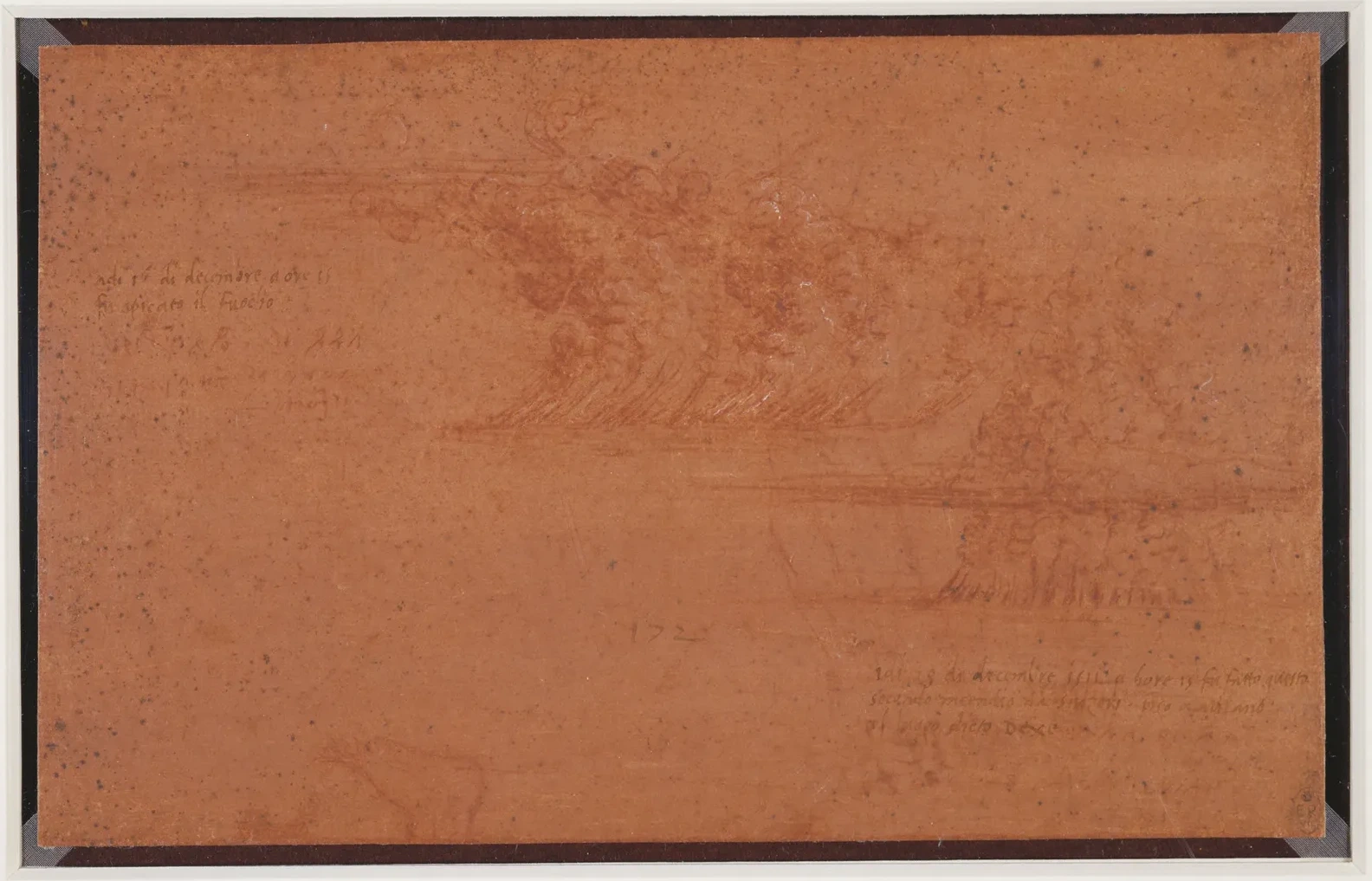 Drawing showing Two Fires in the Landscape, 16 December 1511 (?), Leonardo da Vinci