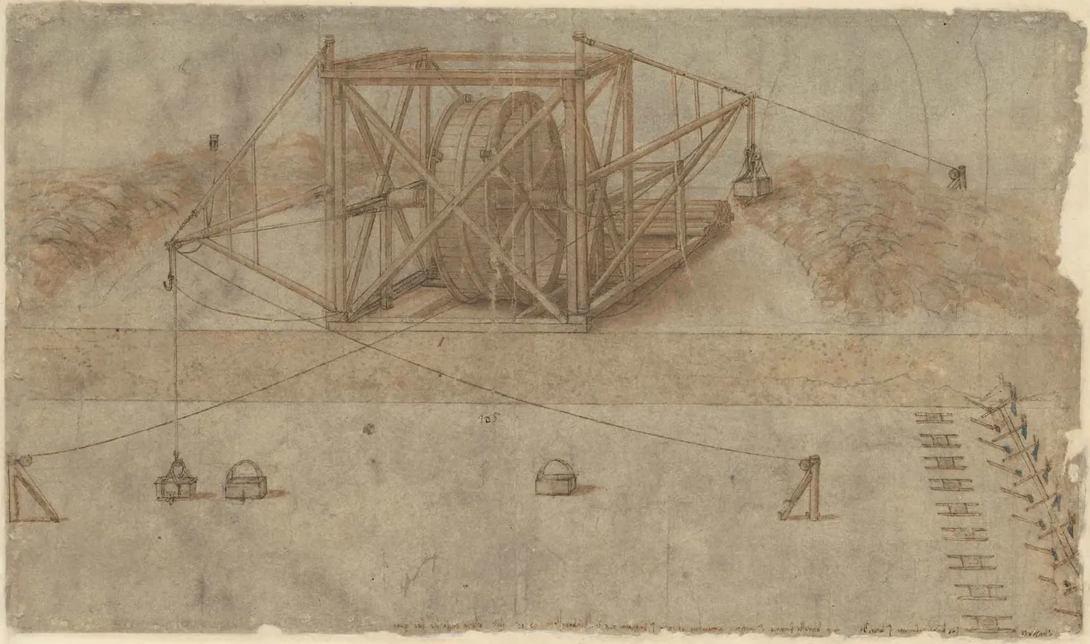 Excavatrice pour le creusement d'un canal (d'après le projet d'un autre ingénieur), Léonard de Vinci