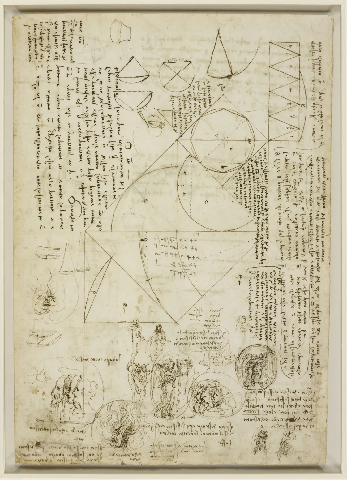 Geometric Drawings and Studies for an Allegory (Truth and Falsehood), Leonardo da Vinci