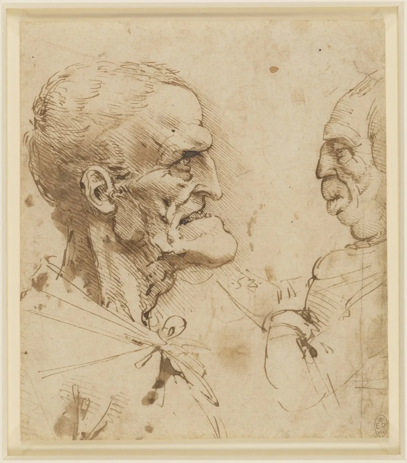 Grotesque Portrait Studies of Two Men, Leonardo da Vinci