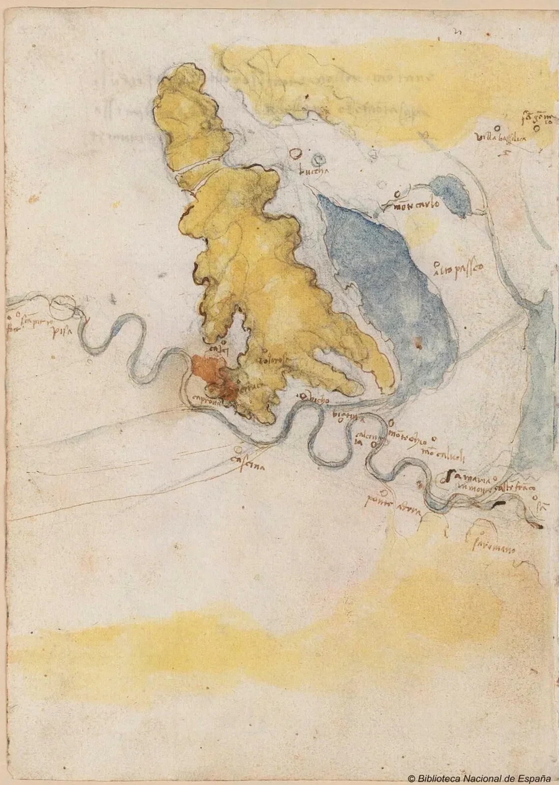 Map showing a Part of Tuscany around the Arno Region, Leonardo da Vinci