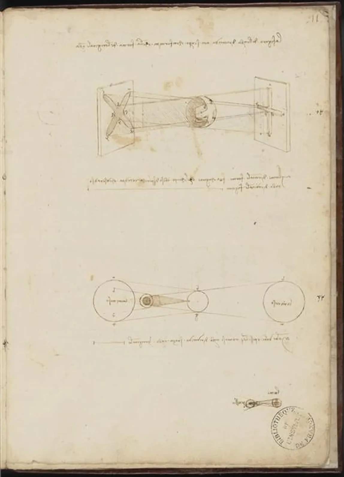 Projection de lumière en forme de croix, Léonard de Vinci