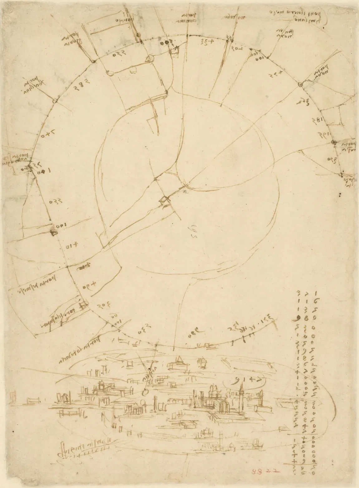 Schematic Plan of Milan, Leonardo da Vinci