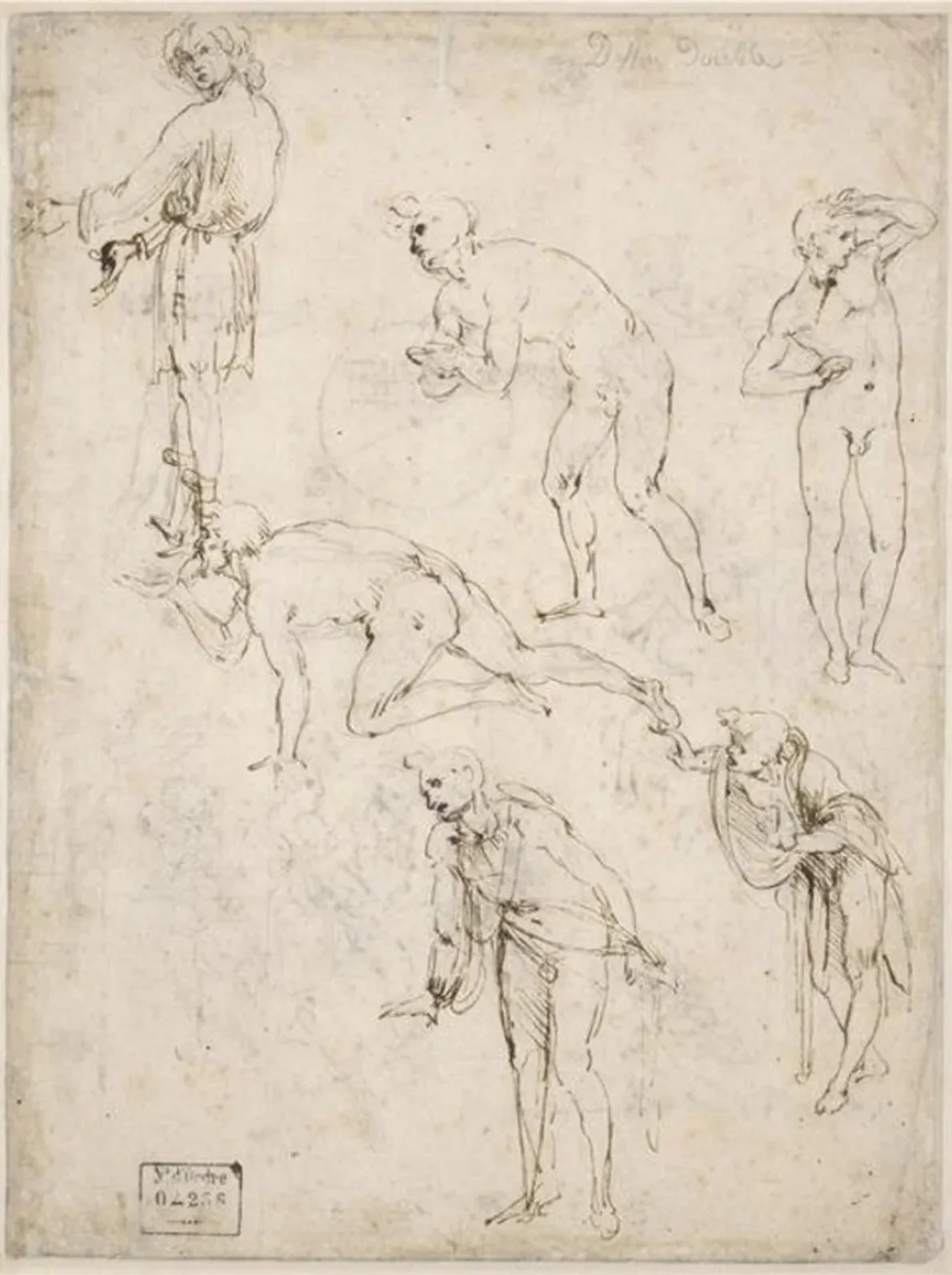 Six études d'hommes nus ou drapés, Léonard de Vinci