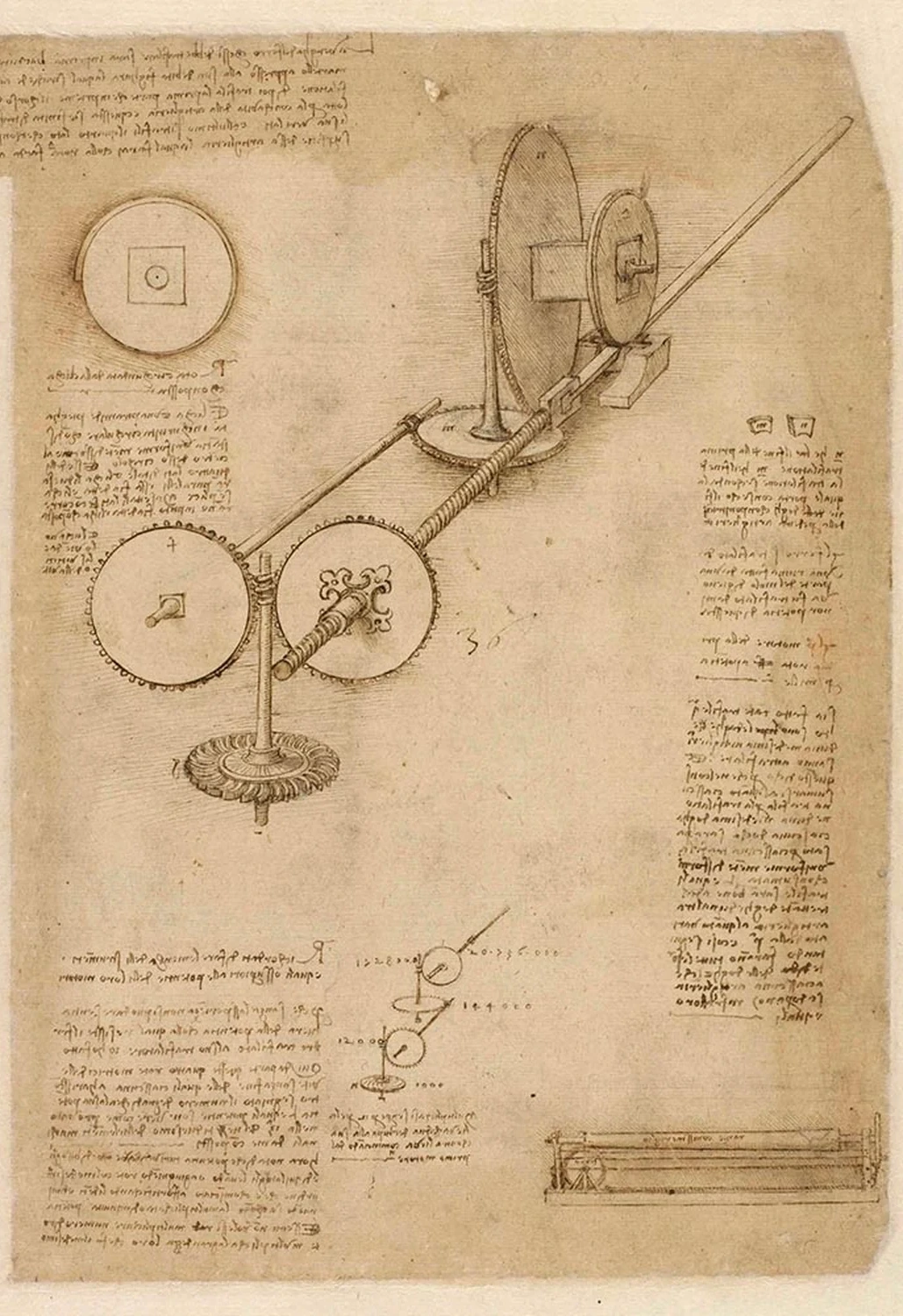Croquis d'un laminoir, Léonard de Vinci