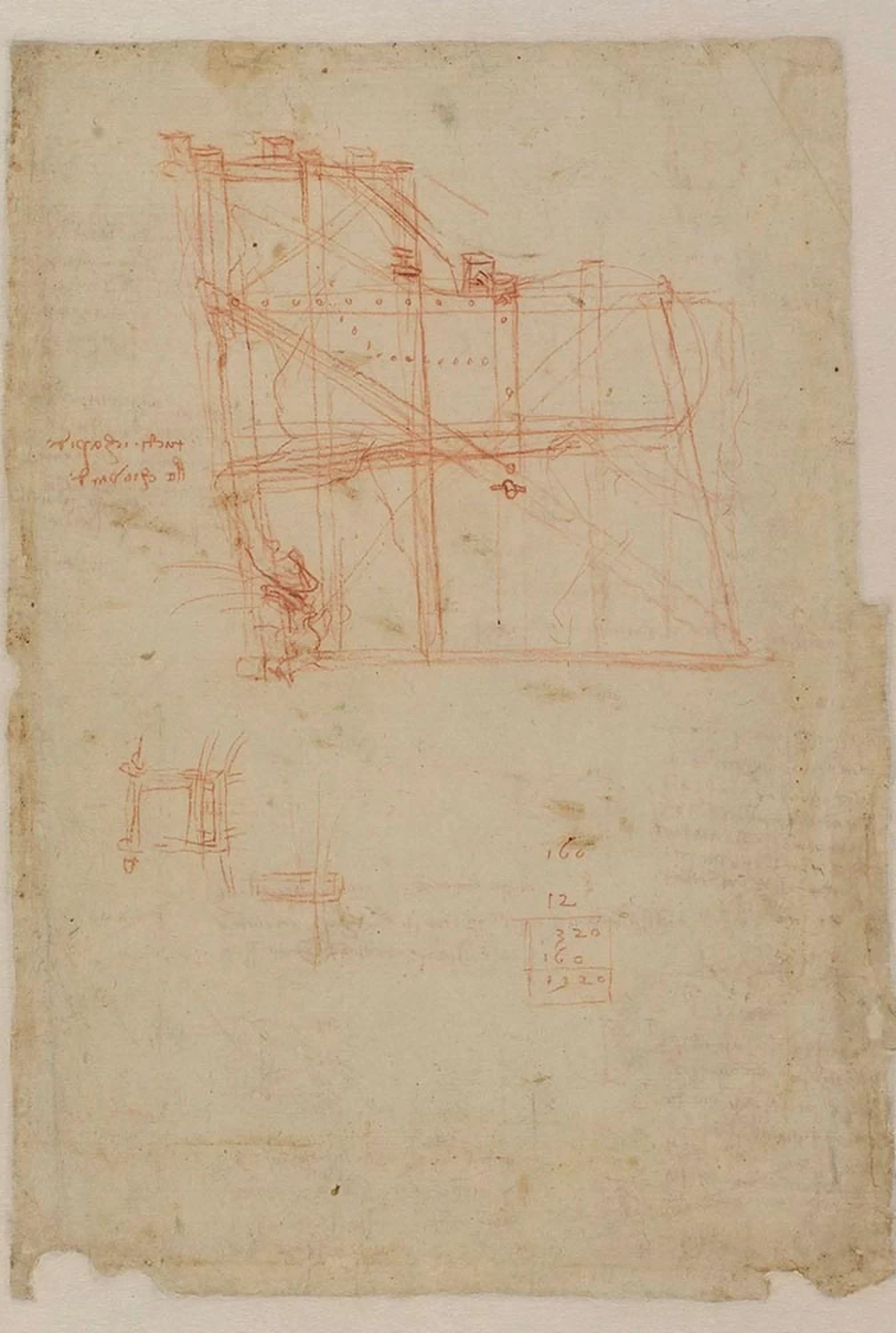 Sketch of a Wooden Framework for Transporting the Sforza Monument, Leonardo da Vinci