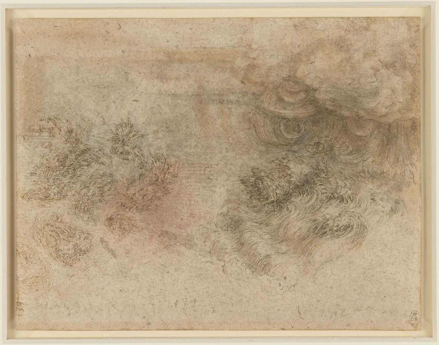 Nuages d'orage sur une rivière ou un lac et des arbres, Léonard de Vinci