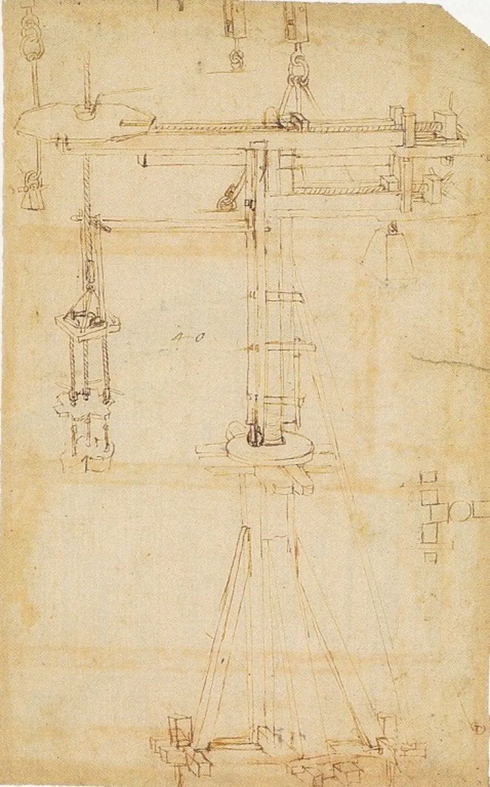 Studies for a Revolving Crane, Leonardo da Vinci