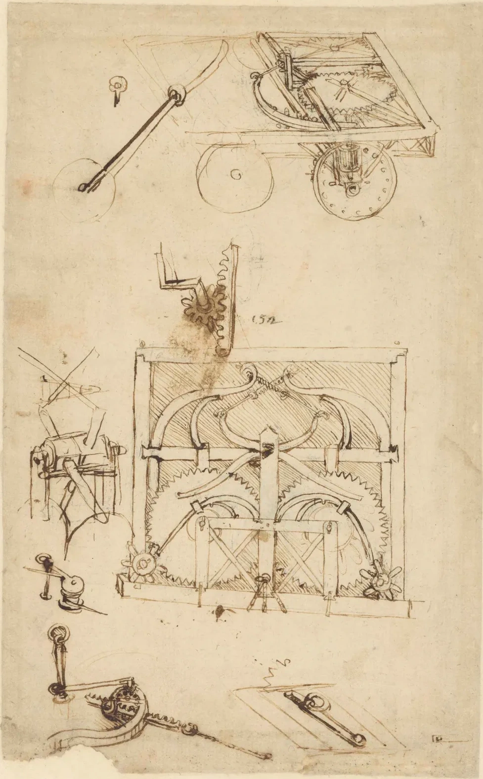 Studies for an Automobile, Leonardo da Vinci