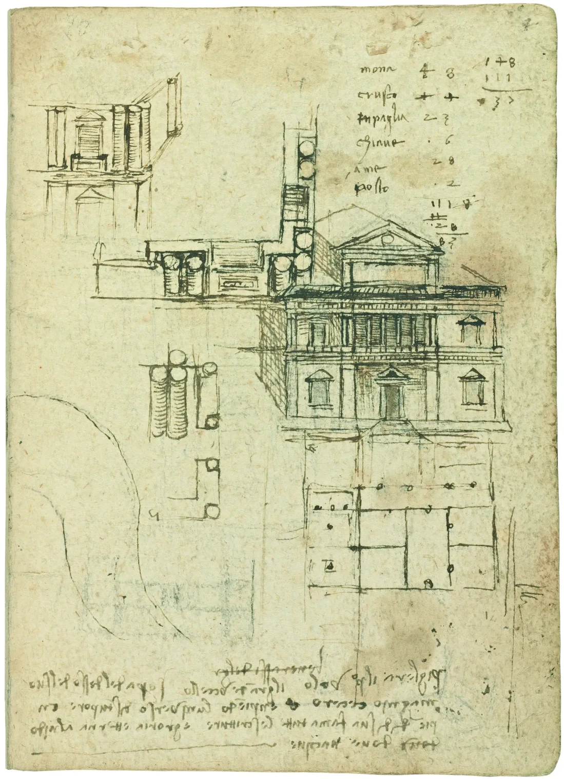Studies for the Villa Caprini, Leonardo da Vinci