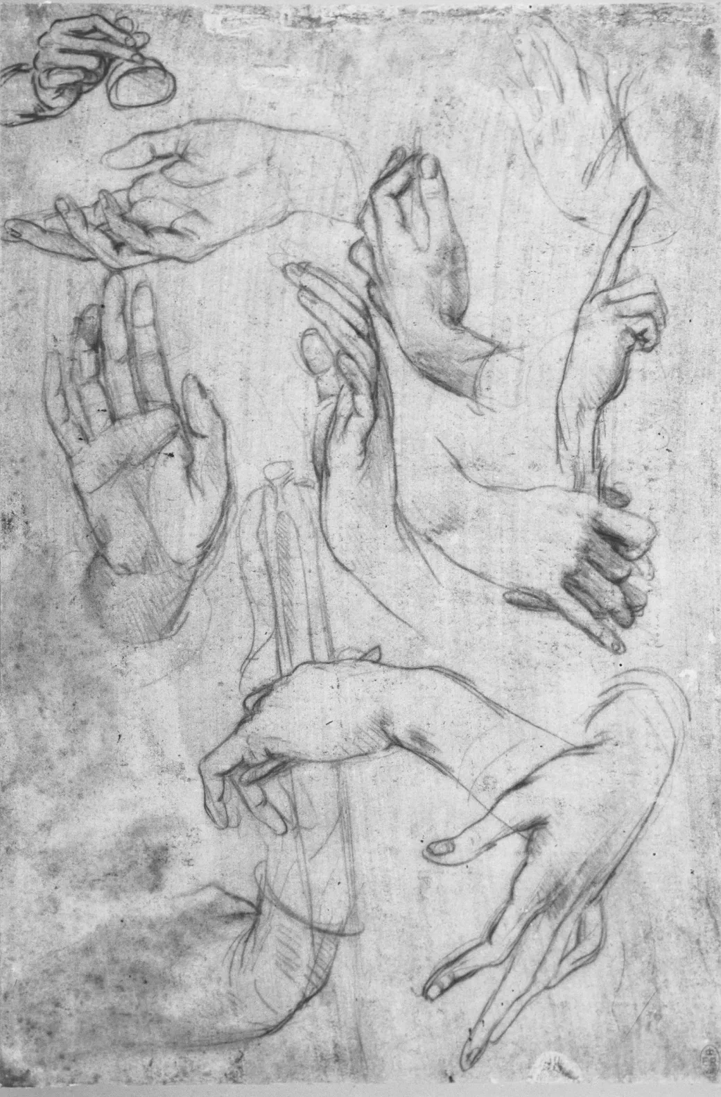 Études de mains, Léonard de Vinci
