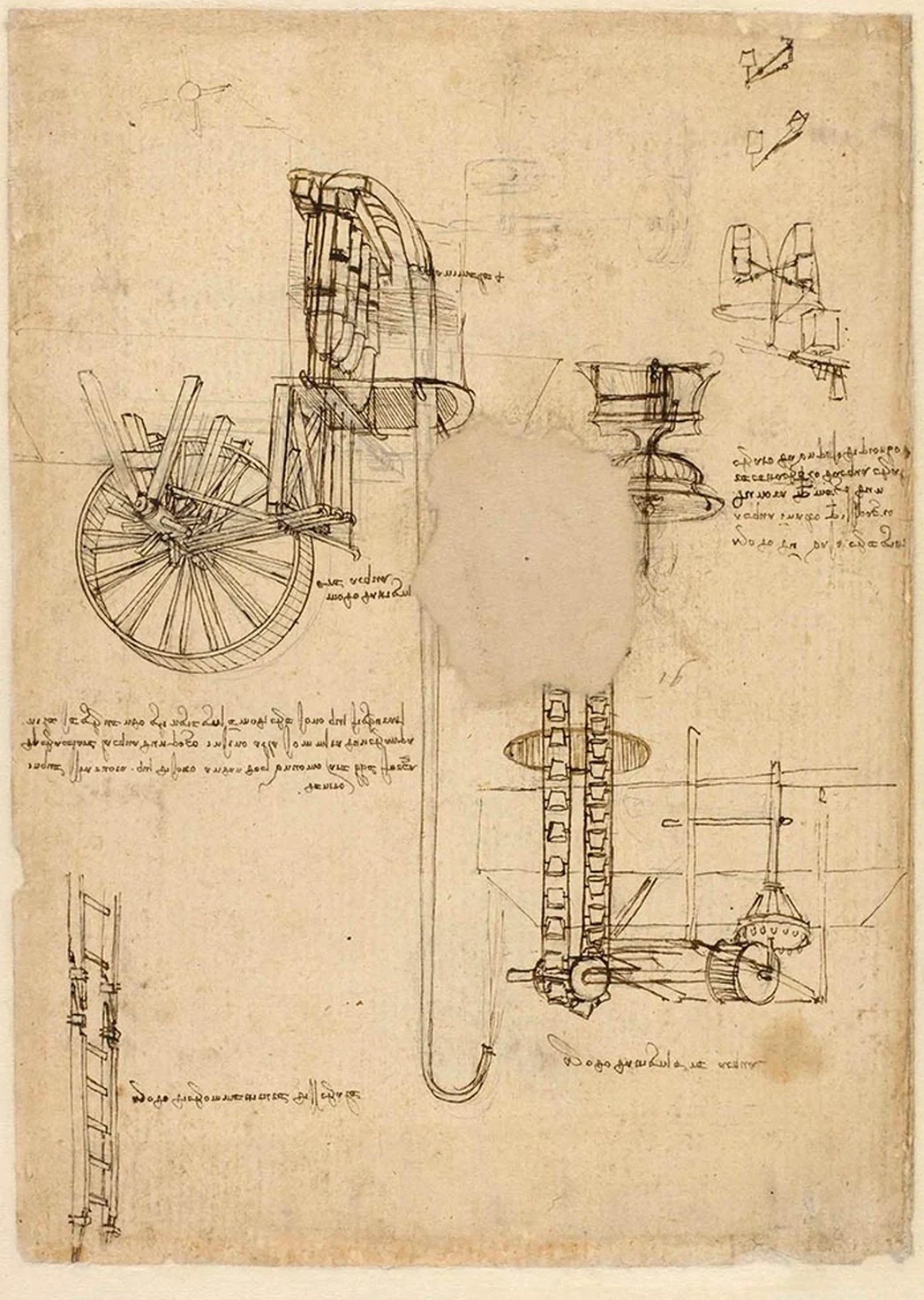 Études de dispositifs hydrauliques, Léonard de Vinci