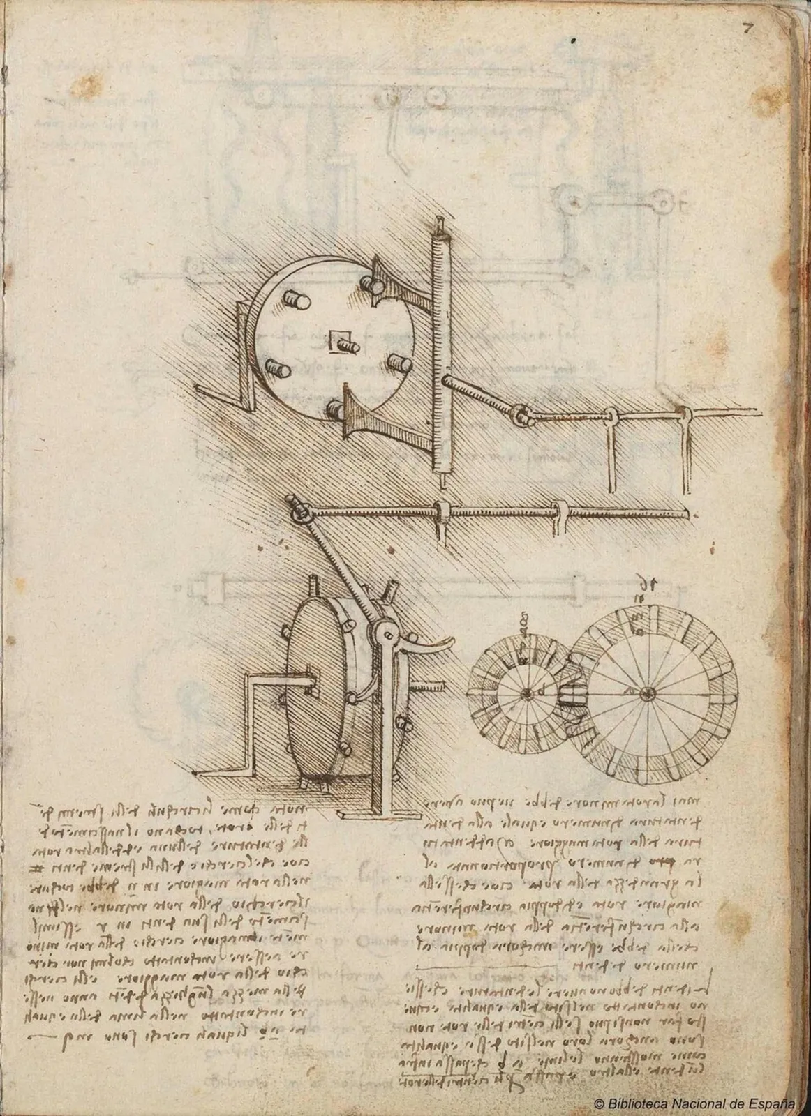 Études du fonctionnement des roues dentées, Léonard de Vinci